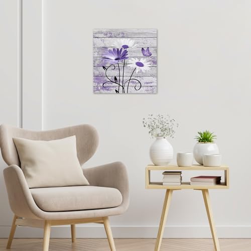 HVEST Farmhouse Purple Floral Wall Art - Image 4
