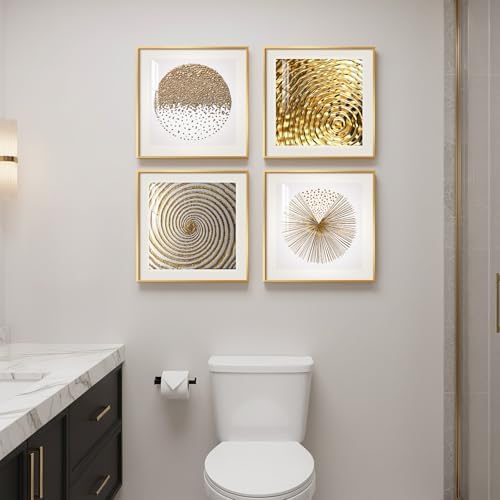 Framed Gold Modern Abstract Geometric Wall Art Prints, 4 Piece 12x12 In - Image 3