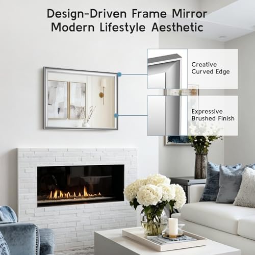 Brushed Nickel Bathroom Mirror 22x30 Inch - Image 2