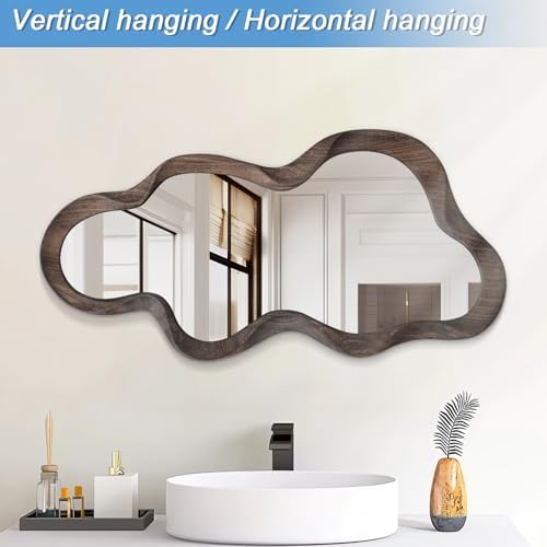 Asymmetrical Mirrors for Wall Unique Cloud Wood Frame Irregular Mirror - Image 5