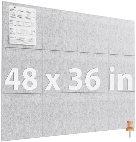 MaxGear Felt Bulletin Board 48" x 36", Light Gray Felt Wall Tile Wall Decor by MaxGear