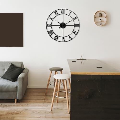 Large Wall Clock - 40cm/ 16 Inches Silent Non-Ticking Metal Wall Clock - Image 4