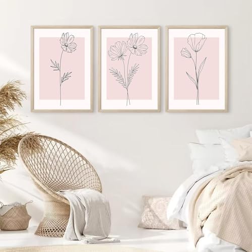 Pink Wall Art Pictures Decor Blush Pink Flower Canvas Painting Floral Botanical - Image 4
