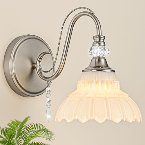 1 Piece Brushed Nickel Finish Wall Sconce, 1-Light Modern Wall Sconce by Unknown