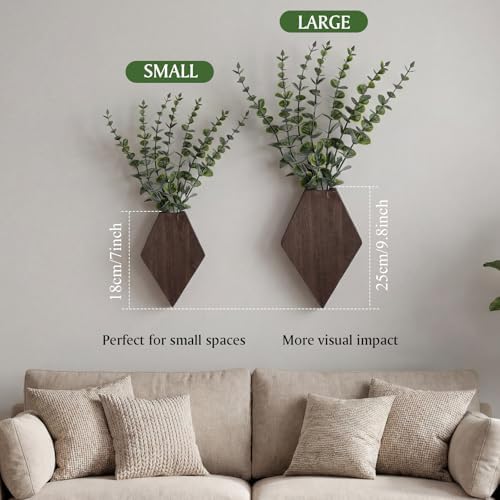 Chunful 2 Pcs Wooden Wall Planter Decor, 7.1 x 4.7 x 1.2 Inches - Image 2