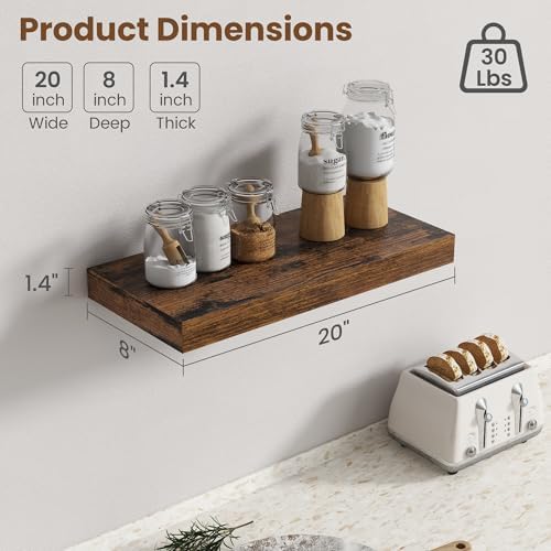 20 Inch Floating shelves for Wall, 8 Inch Deep, Invisible Brackets - Image 3
