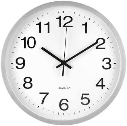 Wall Clock Modern Simple Style Round Plastic Decor Clock Non-Ticking Silent by BAKBRAND