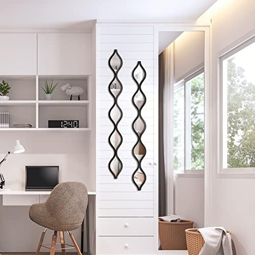 Yulejo 3 Pcs Teardrop Mirror Wall Decor, Narrow Acrylic Black Edge - Image 5