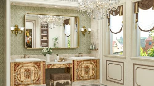 TokeShimi Gold Bathroom Mirror for Wall 48 x 30 Inch Metal Rounded Corner - Image 2