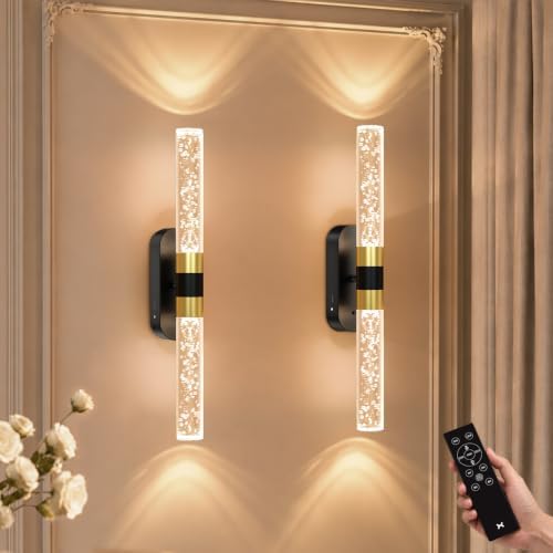 Crystal Battery Operated Wall Sconces Set of 2 by Unknown