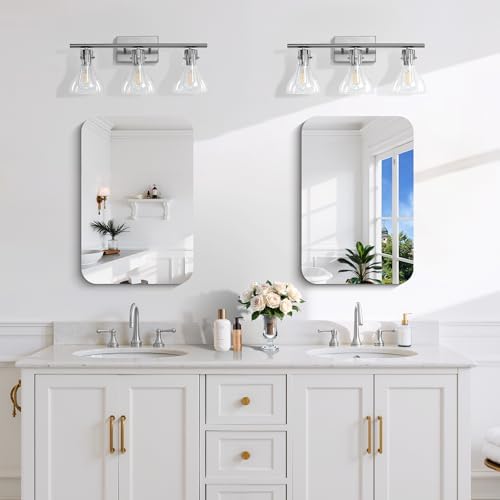 CILIBER Frameless Mirror, 16x24 Inch Rectangle Bathroom Mirror Rounded Corner - Image 3