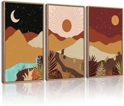 KUVIOKE Boho Landscape Wall Art 16x24in Natural Framed by KUVIOKE