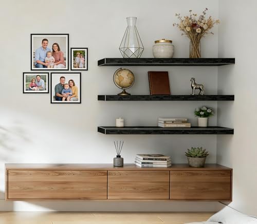 Vervida® Black Floating Wall Shelves 47.2 in Set of 3 Extra Large - Image 7