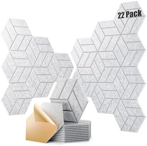 22Pcs Acoustic Panels with Self-adhesive, Hexagonal Soundproof Wall Panels High by OTUOER