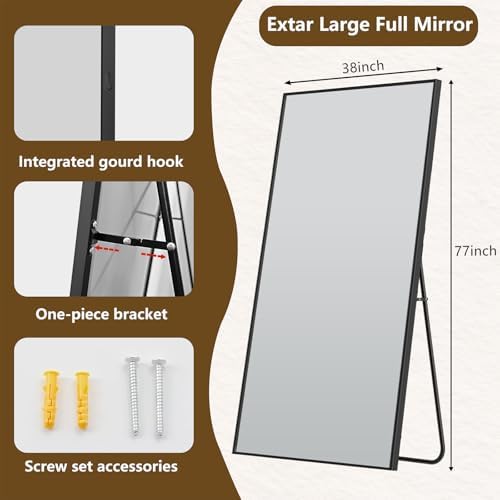 Koonmi 77"x38" Floor Mirror Full Length, Large Black Mirror - Image 6