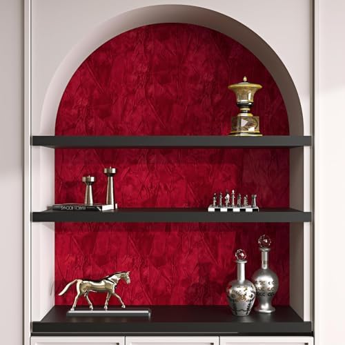 LACHEERY 15.8"x275" Crushed Red Velvet Wallpaper Self Adhesive Velvet Peel and - Image 3