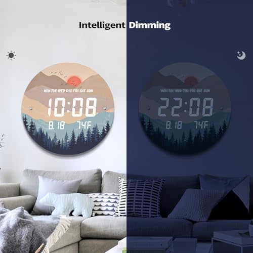 Digital LED Wall Clock for Home & Office, Wilderness Sunset - Image 4