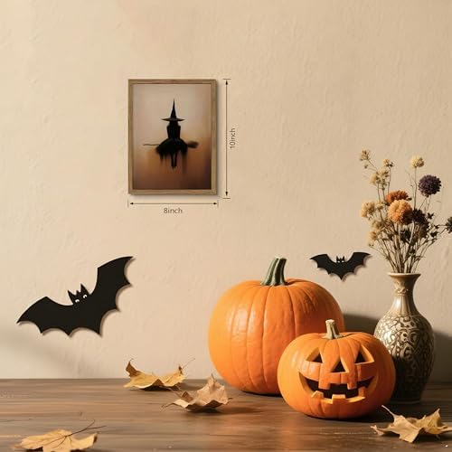 Framed Vintage Witch Wall Art, Minimalist Halloween Witch Canvas Prints - Image 3