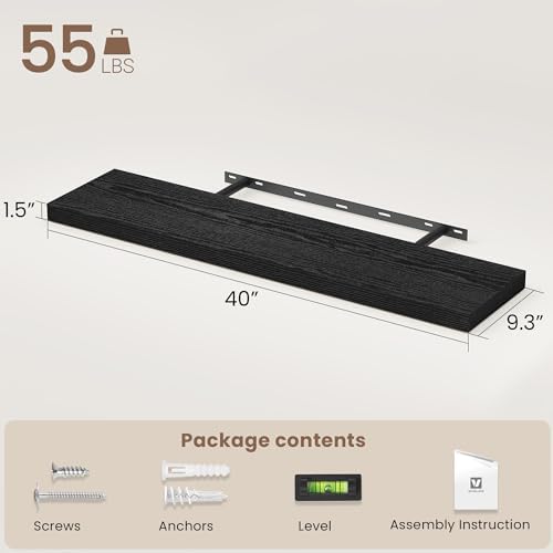 Vivelove Floating Shelves 9 inch Deep 40”Long Set of 2 - Image 3