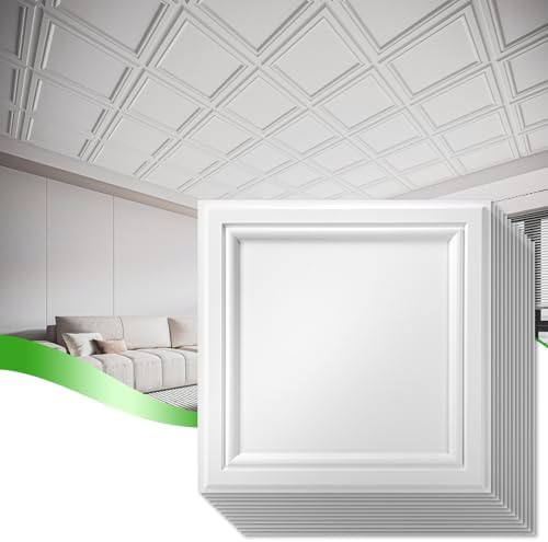 Art3d 3D PVC Ceiling Tiles 24x24 in, 96 Sq.Ft, Square White - Image 2