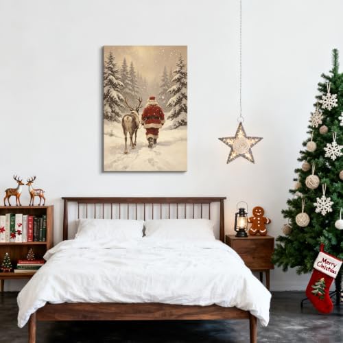 AVANT GARDE CANVAS Christmas Canvas Wall Art, Santa and Reindeer Walking Away - Image 4