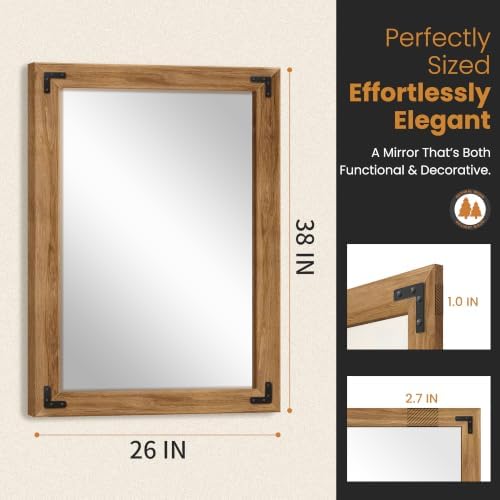 Wood Framed Bathroom Vanity Mirror - Image 2
