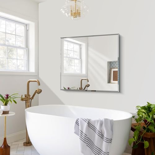 CILIBER Beveled Mirror, 30x36 Frameless Beveled Bathroom Mirrors - Image 7