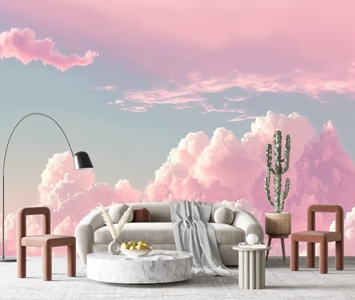 YQWDMX - 3D Pink Cloud Peel and Stick Wallpaper wall Mural Girl Kid's Room ZY08 by YQWDMX