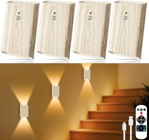 Eneru Motion Sensor Wall Sconce, Rechargeable Wireless Lights Indoor 4 Pack by Eneru