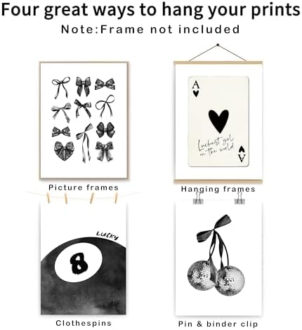 okaxscm Black Coquette Trendy Preppy Wall Art Prints Set of 4, Coquette Room - Image 2