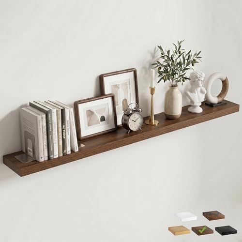 72 Inch Floating Shelves for Wall, Walnut Finish by FLYJOE