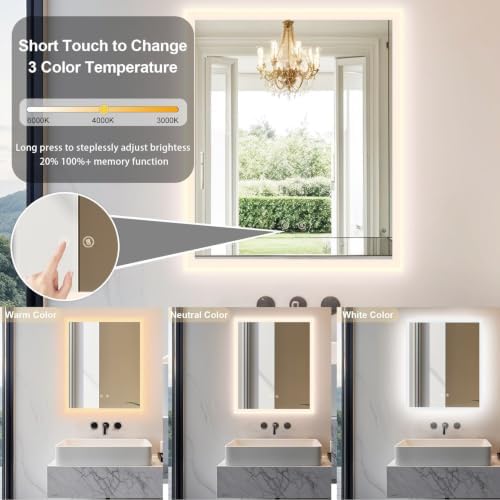 LUVODI Bathroom LED Mirror Backlit: Rectangular Vanity Mirror 20x24 inches - Image 5