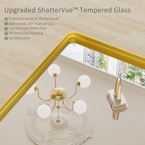 Koonmi Gold Bathroom Mirror, 24x35 Shatterproof Wall Vanity Mirror - Image 5