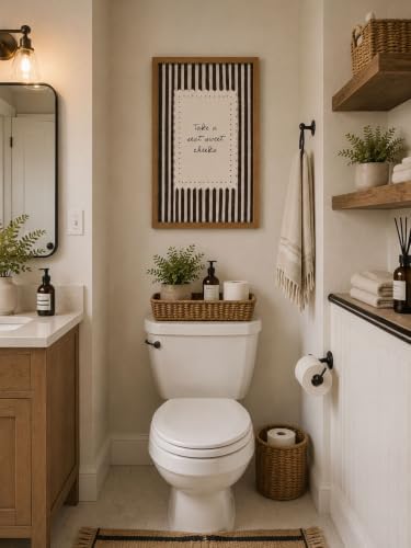 Framed Bathroom Wall Art Funny Take a Seat Sweet Cheeks Quote Wall Decor - Image 3