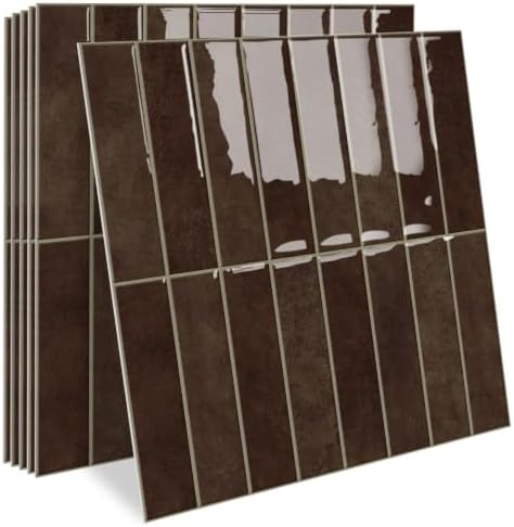 MORCART 10PCS Thicker Design Peel and Stick Backsplash, 11.8" x 11.8" Brown by MORCART