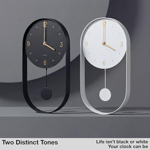 Driini Modern Pendulum Wall Clock – Small Vertical Design in Black and Gold - Image 5