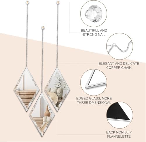 yshengood Diamond Wall Mirror Set of 6 Pcs - Image 5