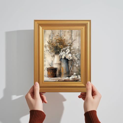 EJPFOGV Rustic Farmhouse Floral Still Life Framed Canvas Wall Art 8x10 in - Image 2