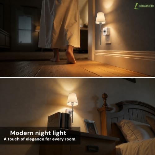 L LOHAS LED Night Lights Plug into Wall, Pleated Fabric Cover Night Light - Image 5