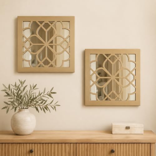 Set of 2 Boho Square Wall Mirrors by HMANGE