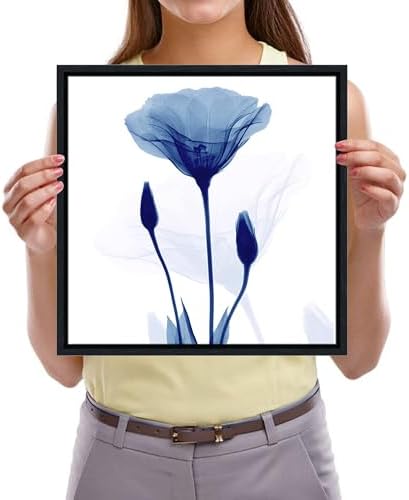 Pyradecor Black Framed Canvas Wall Art Blue Flickering Flower Modern Grace - Image 6