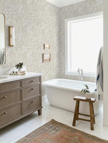 Peel and Stick Wallpaper Beige Neutral Boho Contact Paper 17.3" x 197" Leaf - Image 5
