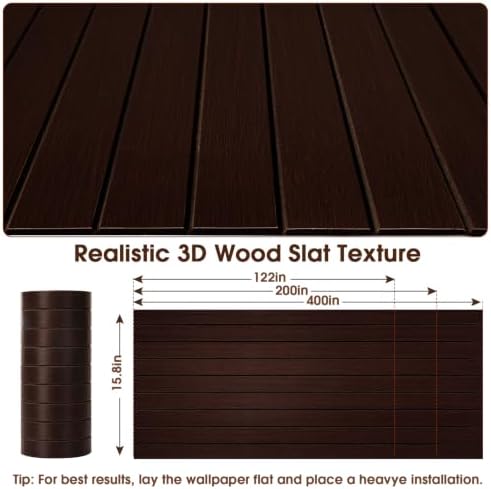3D Peel and Stick Wall Panels PVC Grille Slat 197"x15.8" Self-Adhesive Wall - Image 3