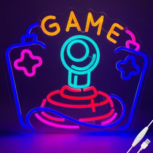 wootfairy LED Lights Wall Decor 15.36 * 13.78in Gamer Joystick Neon Sign by wootfairy