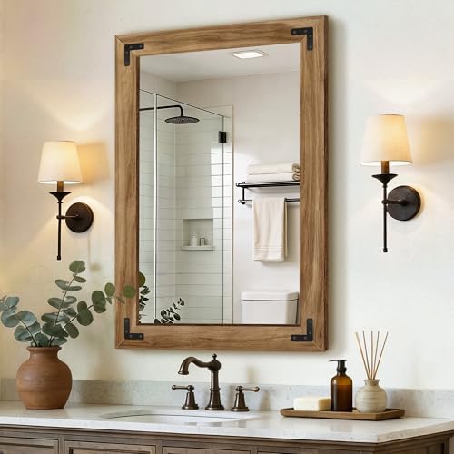 Wood Bathroom Mirror by LawadaMirror