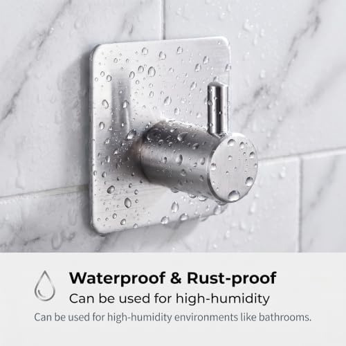 Fotosnow Adhesive Towel Hooks 15lbs Heavy Duty Wall Hooks Waterproof Stainless - Image 4