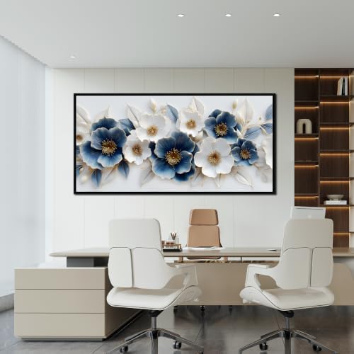 Large Canvas Wall Art for Living Room Blue and White Floral Print Painting wall - Image 5
