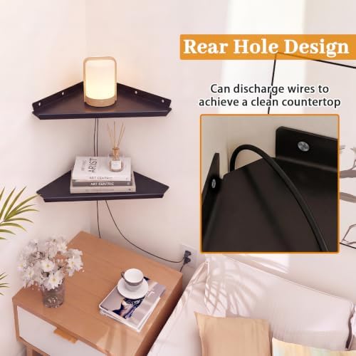 12" Black Large Corner Floating Shelf Wall Mounted, Metal 2 Pcs - Image 7
