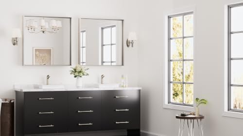 Keonjinn 30x30 Inch Brushed Nickel Bathroom Mirror - Image 2