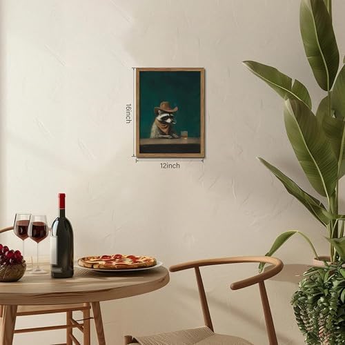 Framed Vintage Cowboy Raccoon Wall Art, Melancholy Raccoon - Image 4